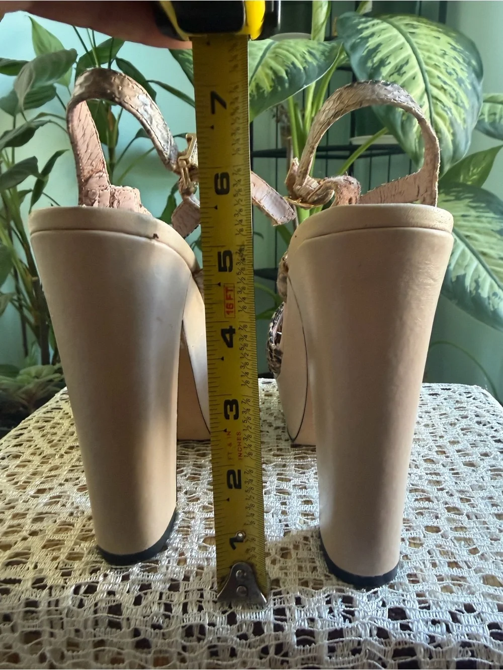 Vince Camuto Snakeskin Print Strappy Platform Heels